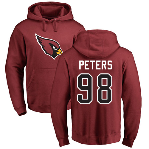 Arizona Cardinals Men Maroon Corey Peters Name And Number Logo NFL Football #98 Pullover Hoodie Sweatshirts